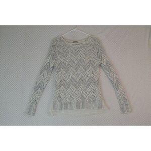 Lucky Brand Womens Large Silver Loose Knit Wool Mohair Sweater